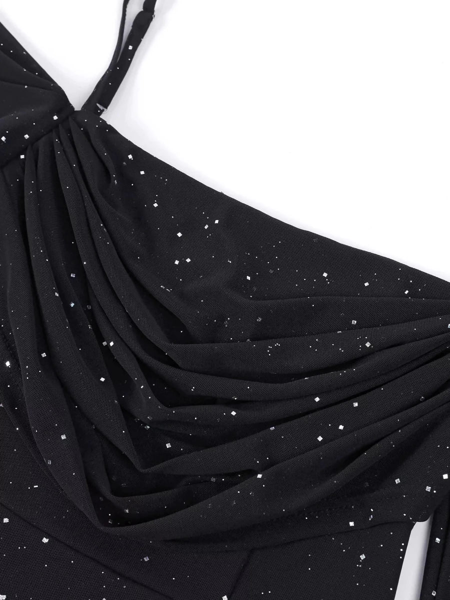 Glitter Ruched Mermaid Maxi Dress - 