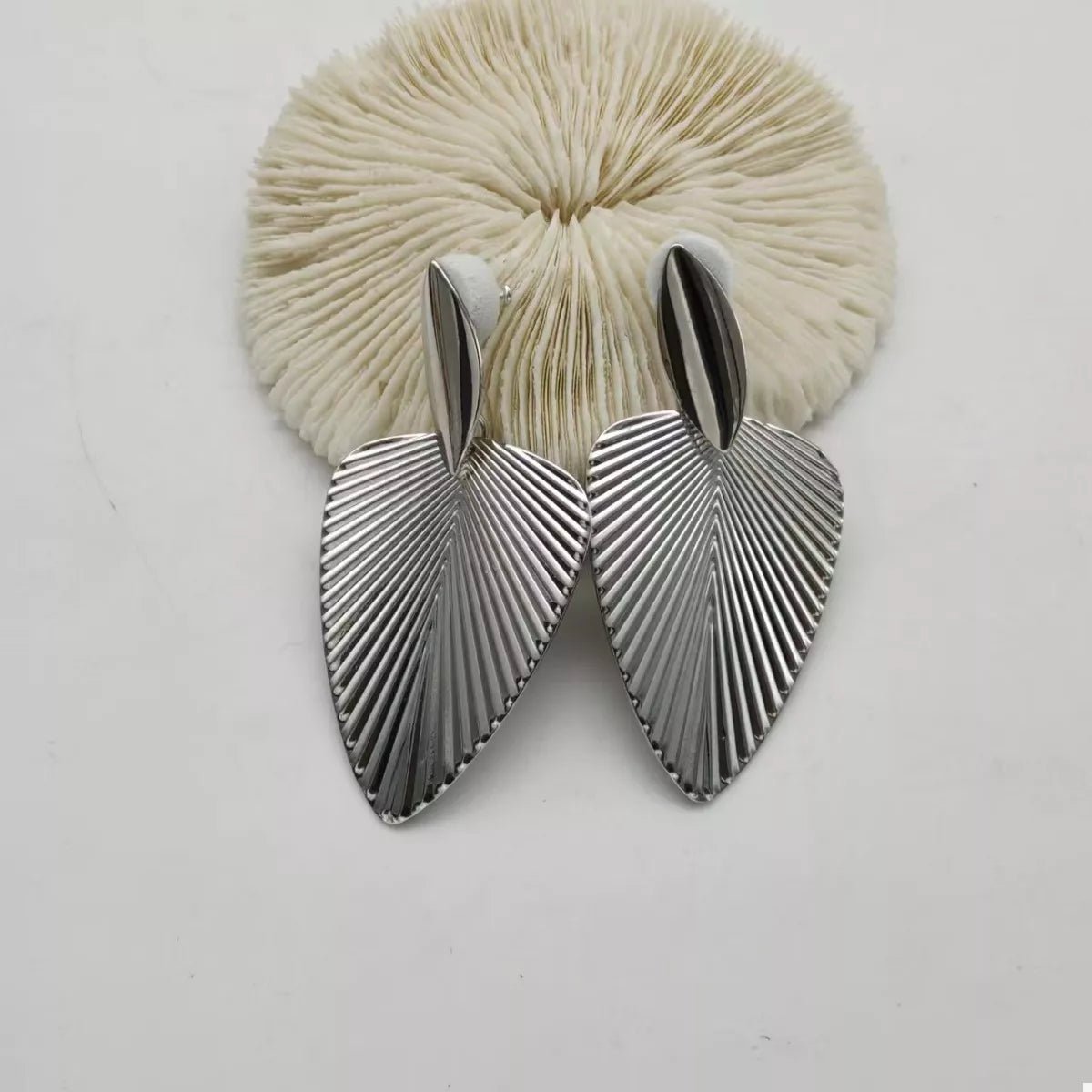 Gold Leaf Shape Dangle Earrings - 