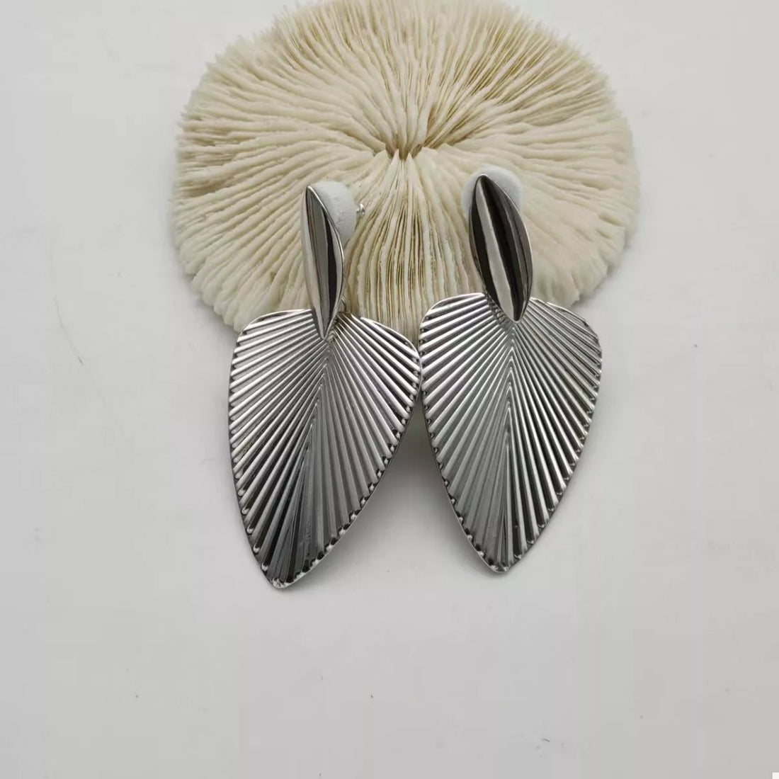 Gold Leaf Shape Dangle Earrings - 
