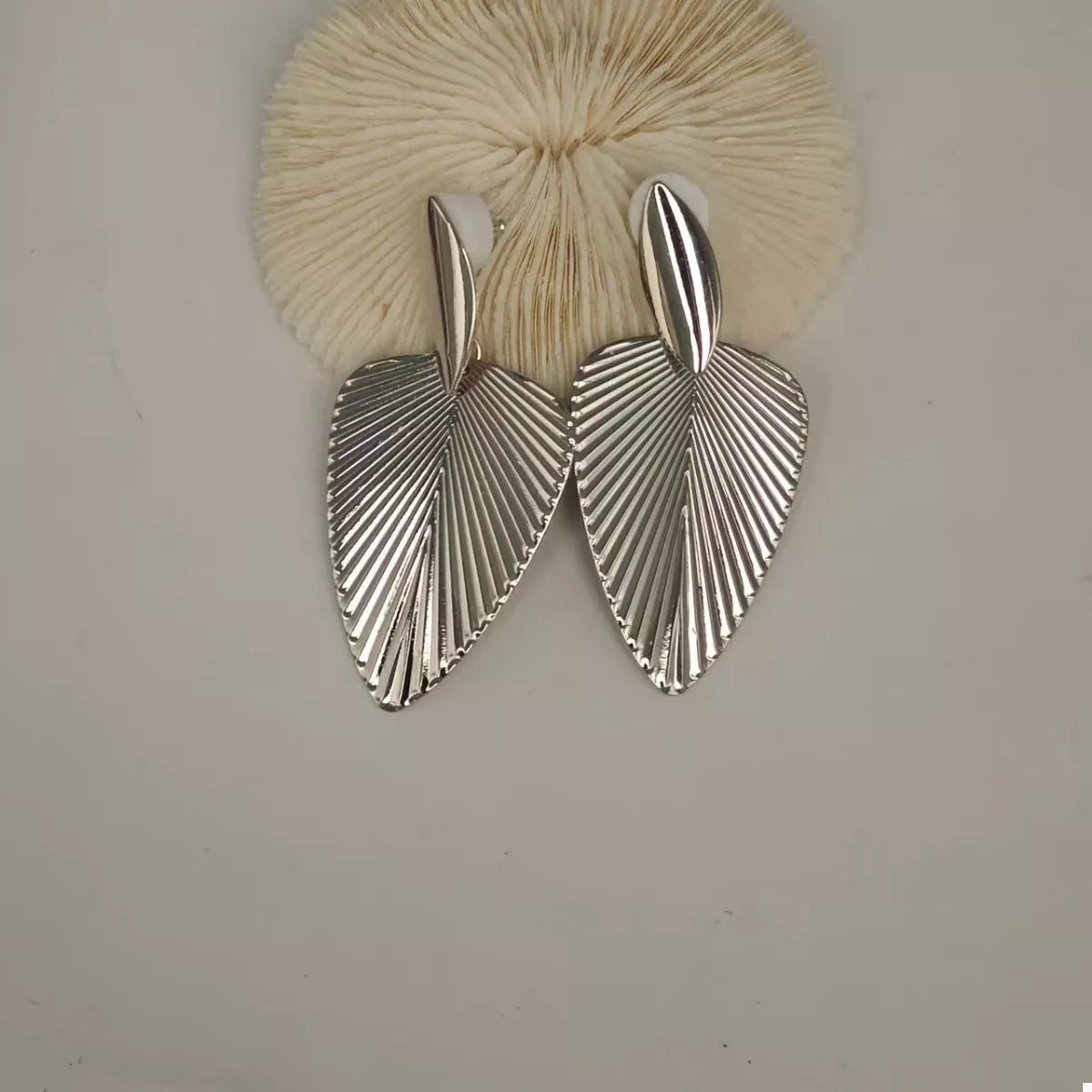 Gold Leaf Shape Dangle Earrings - 