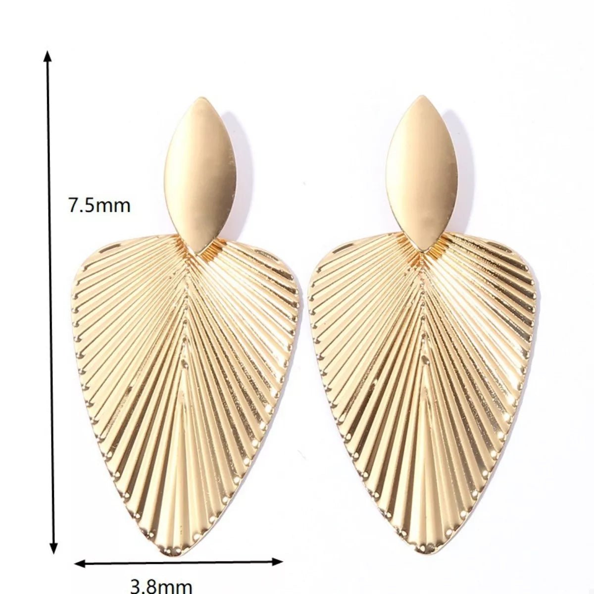 Gold Leaf Shape Dangle Earrings - 