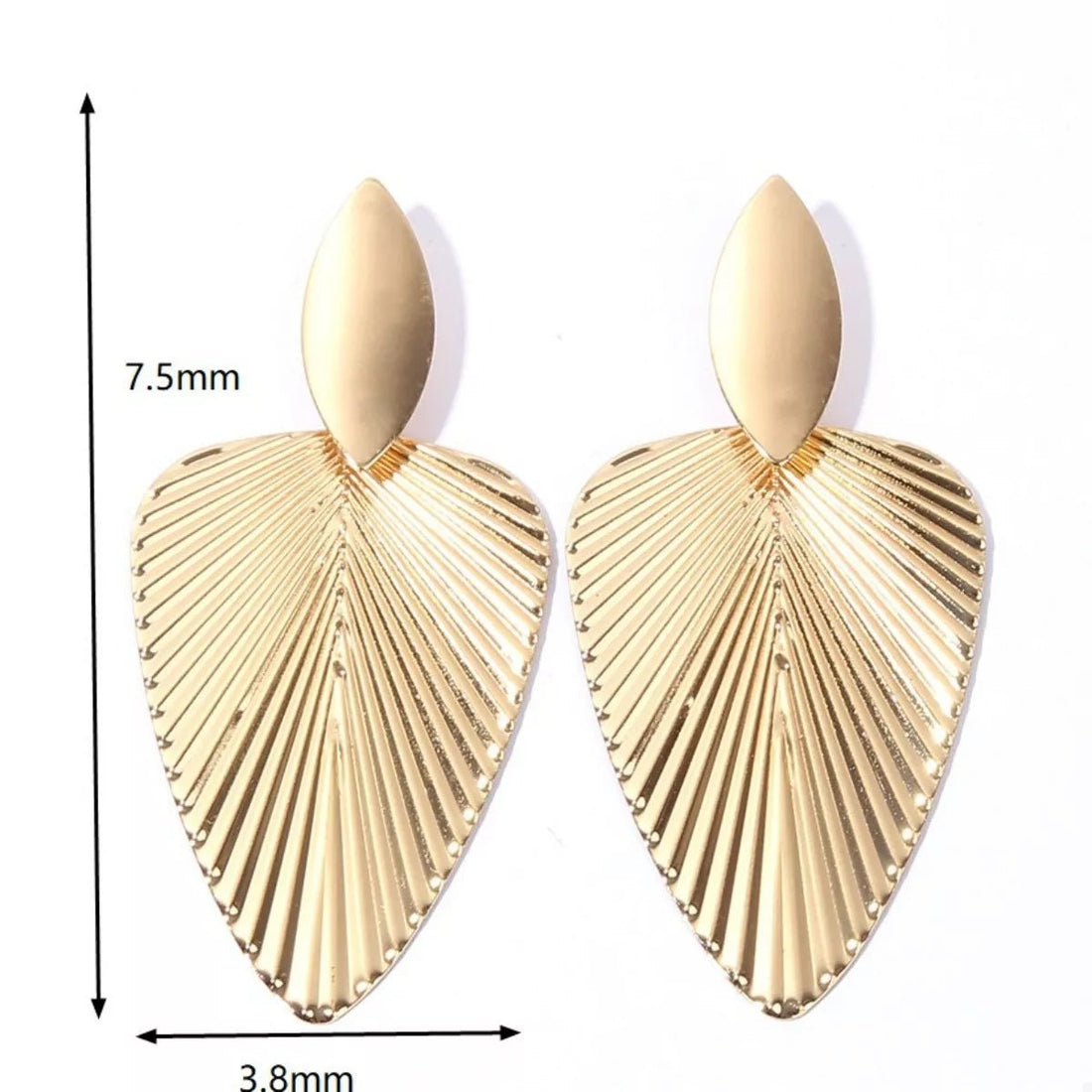 Gold Leaf Shape Dangle Earrings - 