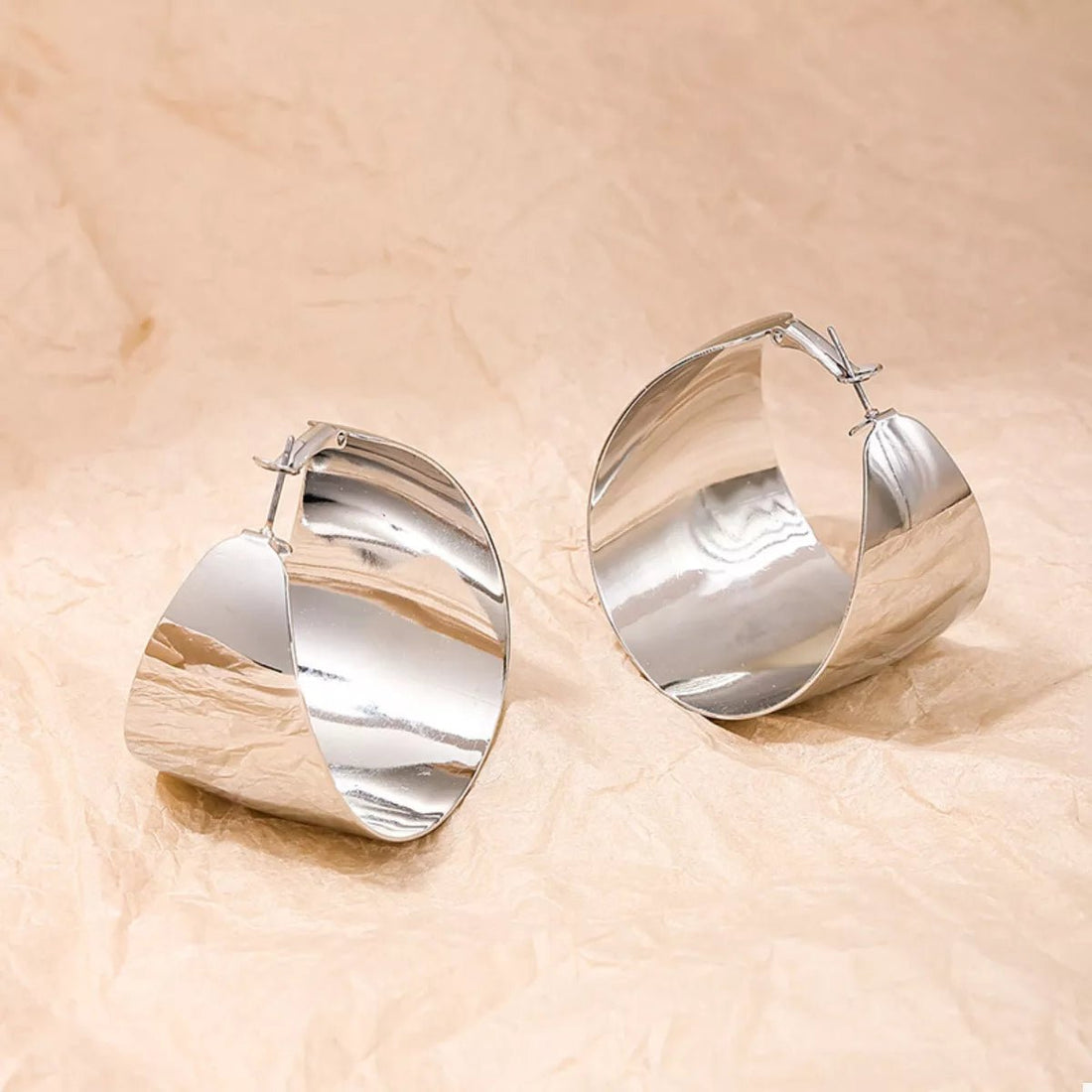 Gold & Silver Alloy Hoop Earrings - 