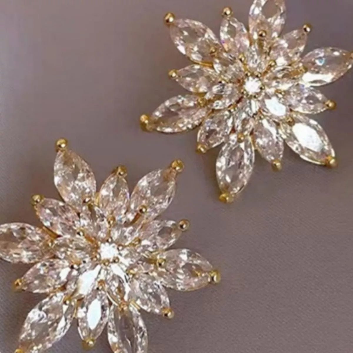 Gold Snowflake Stud Earrings - 