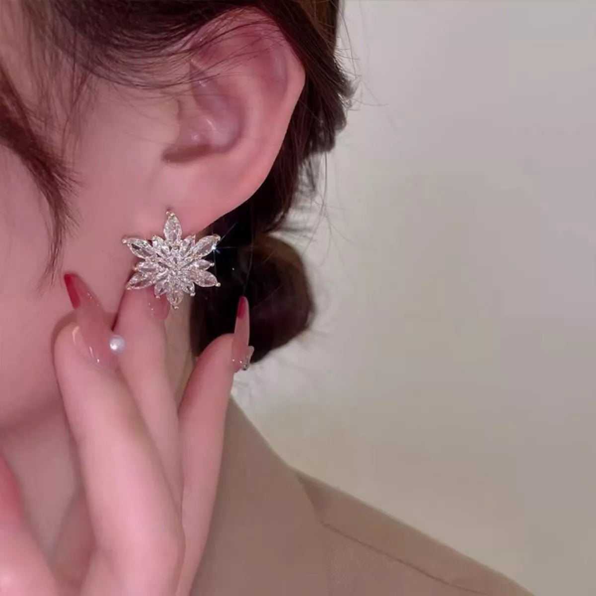 Gold Snowflake Stud Earrings - 