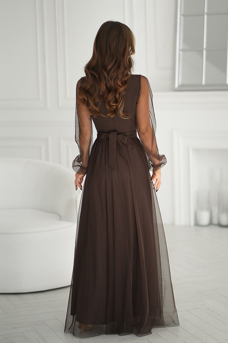 Graceful Long Dress with Slit | Flowing Fabric - 