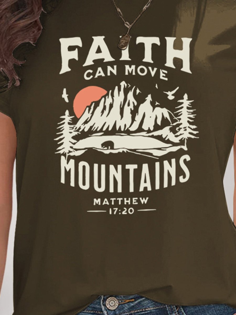 Graphic Round Neck Short Sleeve T-Shirt - Top