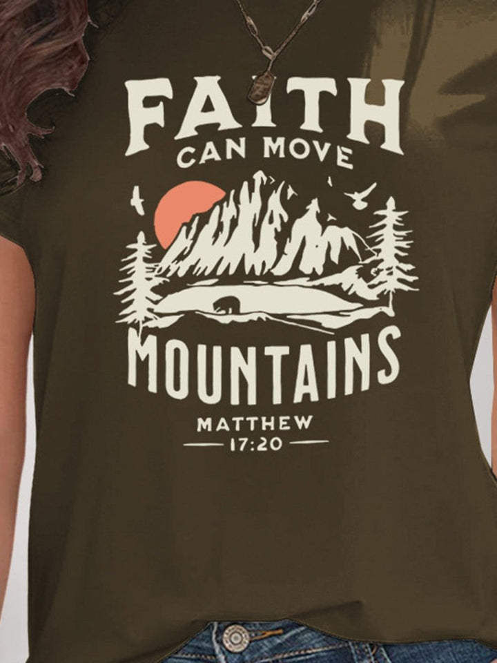Graphic Round Neck Short Sleeve T-Shirt - Top