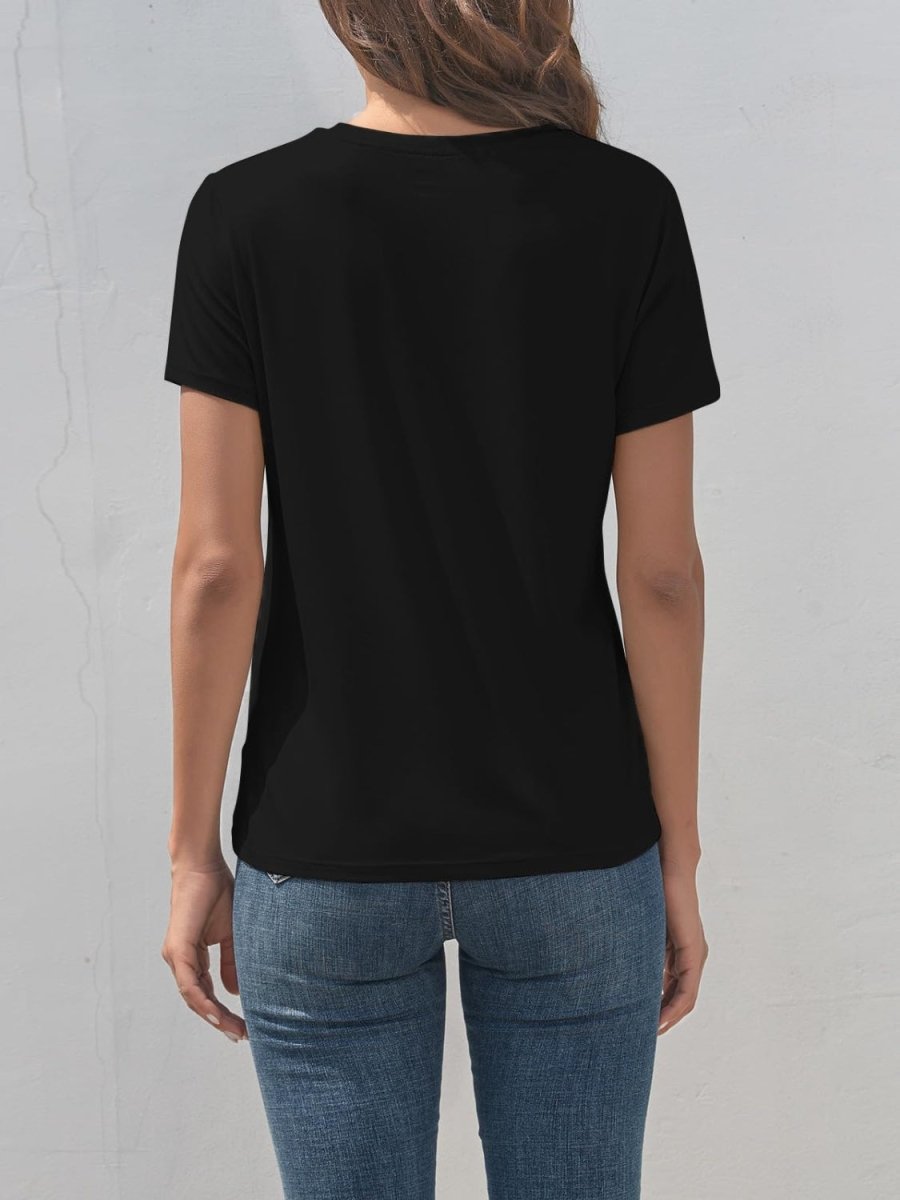 Graphic Round Neck Short Sleeve T-Shirt - Top