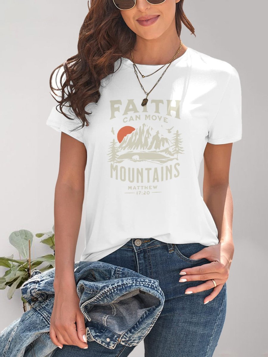 Graphic Round Neck Short Sleeve T-Shirt - Top