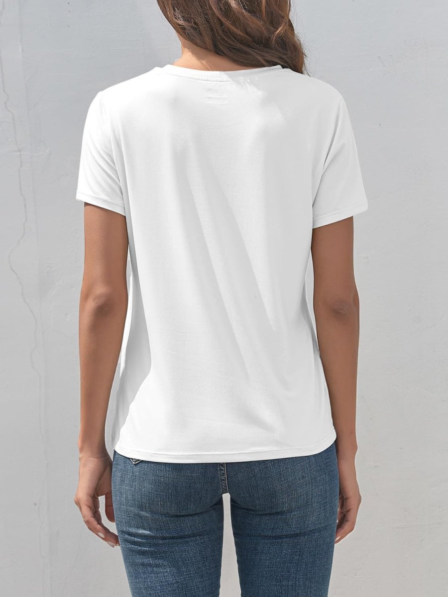 Graphic Round Neck Short Sleeve T-Shirt - Top