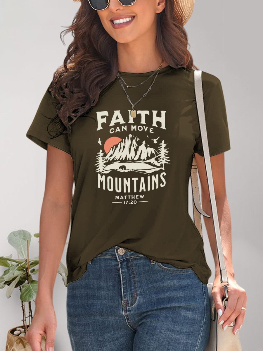 Graphic Round Neck Short Sleeve T-Shirt - Top
