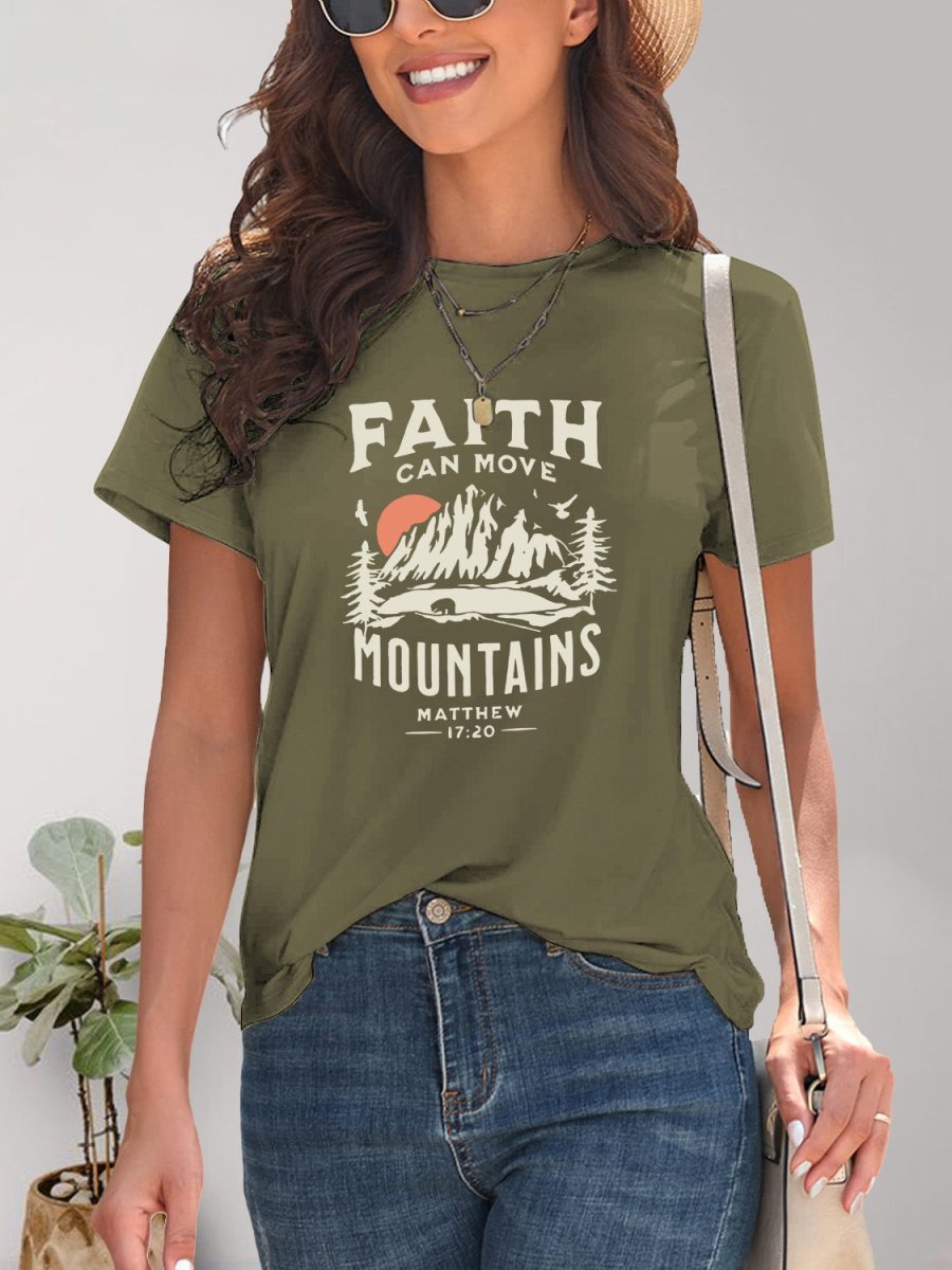 Graphic Round Neck Short Sleeve T-Shirt - Top