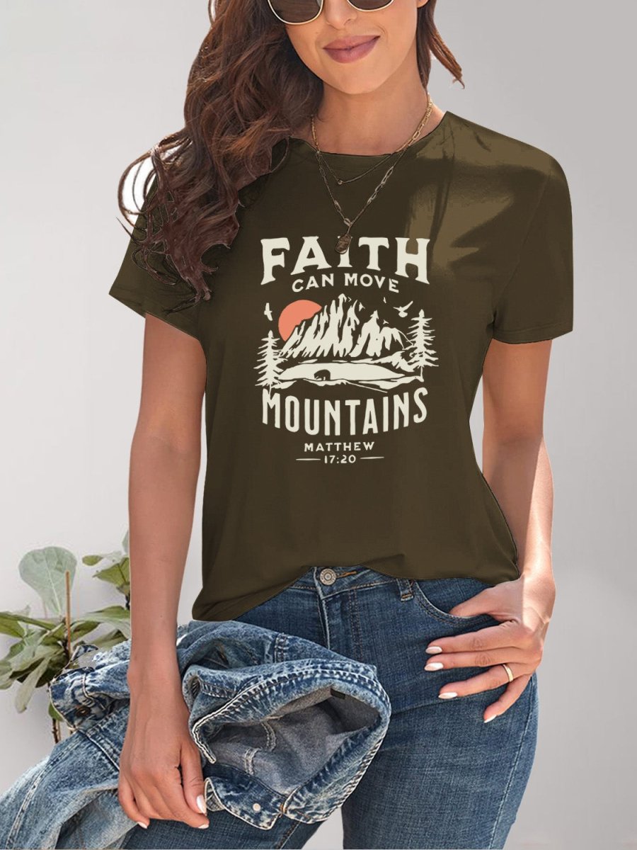 Graphic Round Neck Short Sleeve T-Shirt - Top