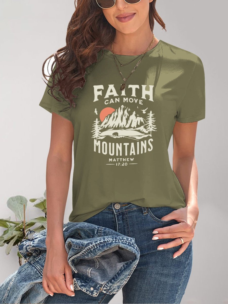 Graphic Round Neck Short Sleeve T-Shirt - Top