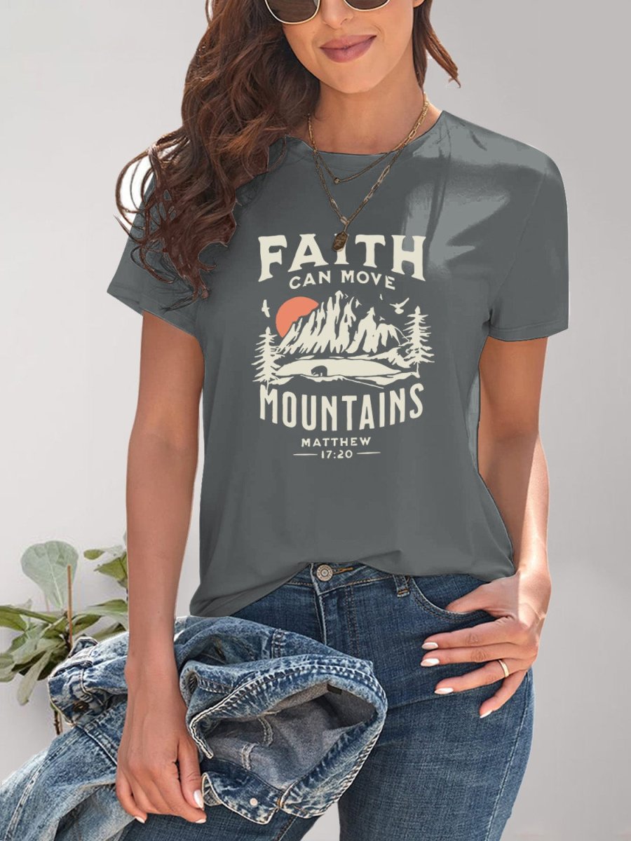 Graphic Round Neck Short Sleeve T-Shirt - Top