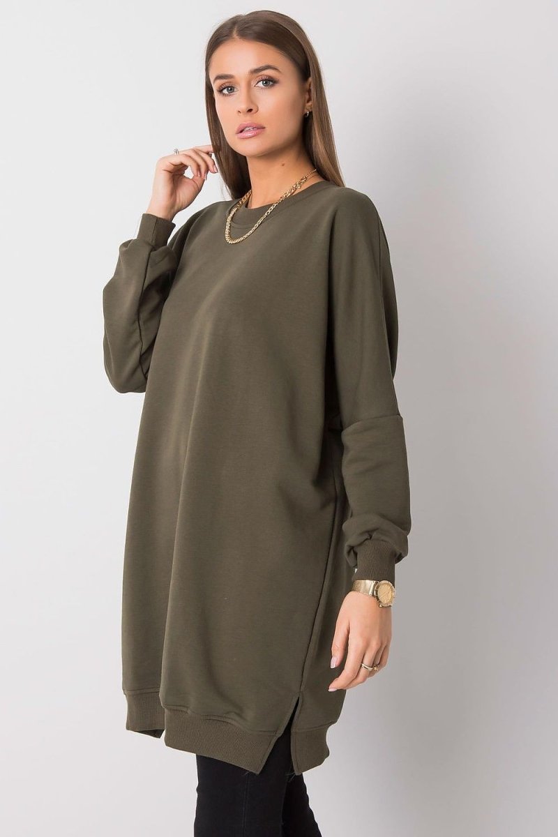 Green Cotton Sweatshirt Maxi Dress - 