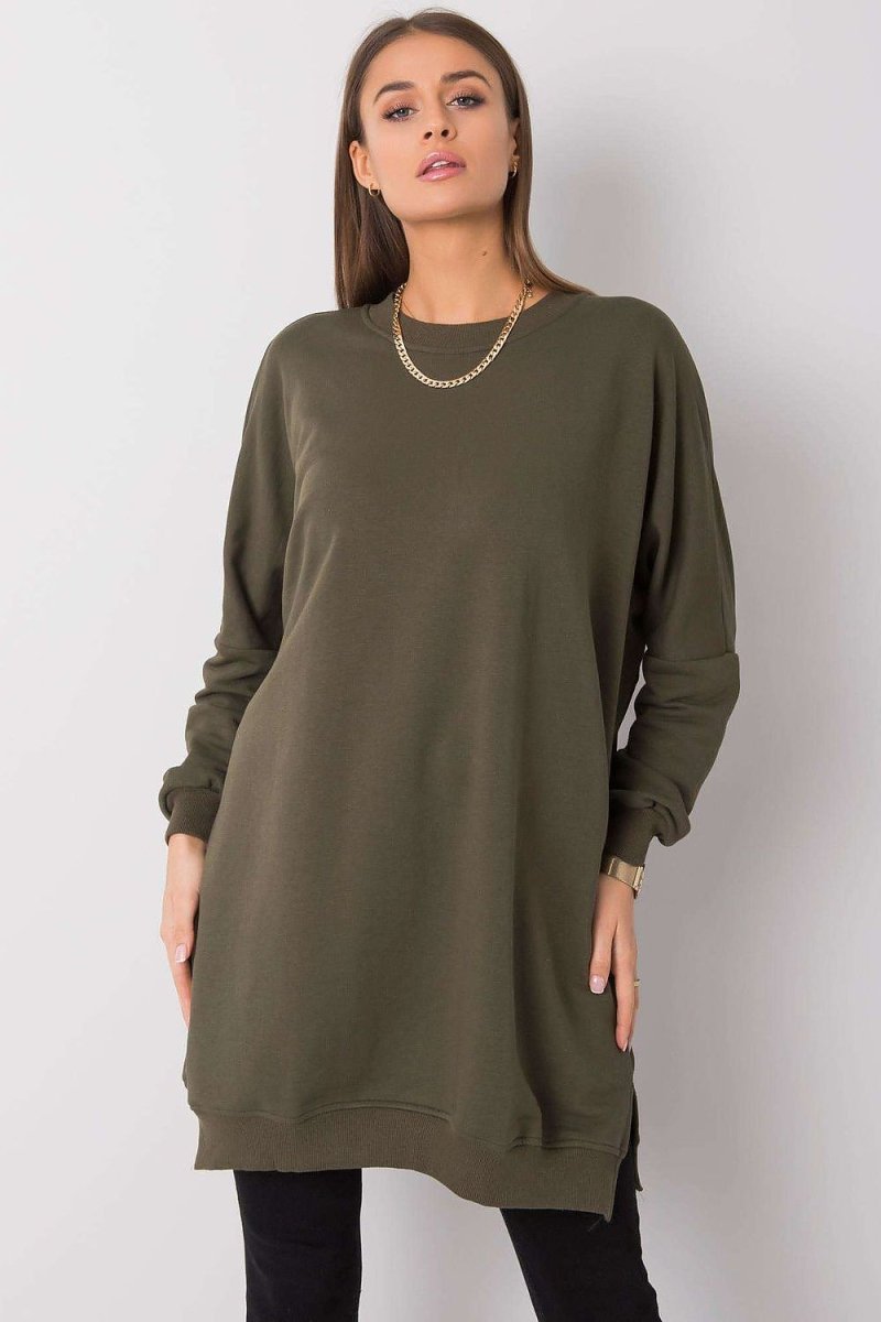 Green Cotton Sweatshirt Maxi Dress - 
