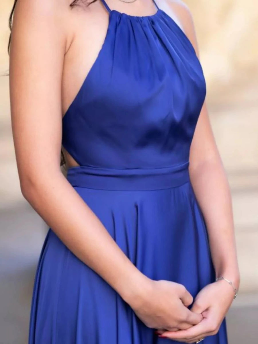 Halter Neck Slit Maxi Dress - 