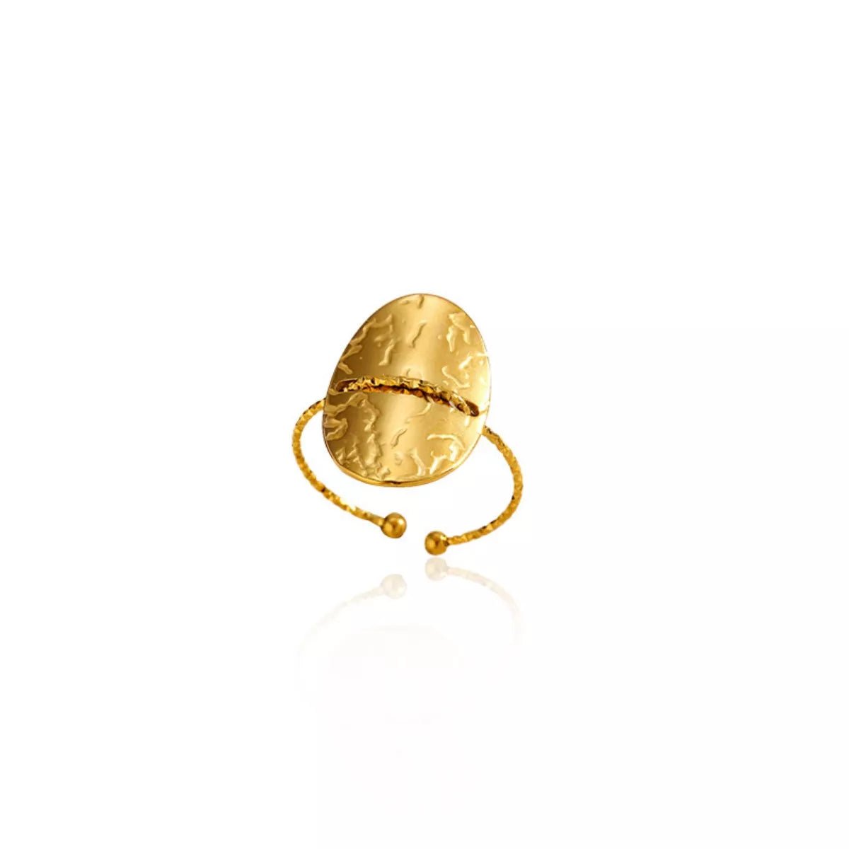 Hammered Disc Open Ring - 