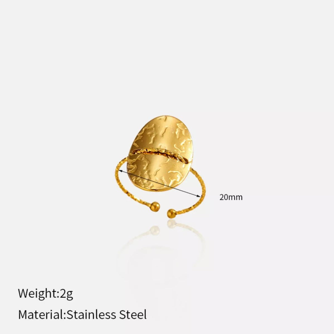 Hammered Disc Open Ring - 