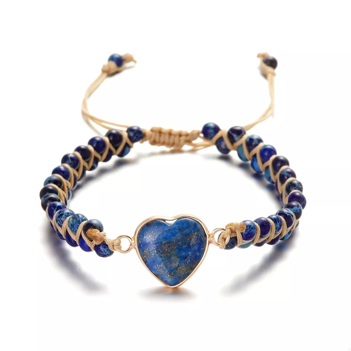 Heart Charm Beaded Bracelet - 