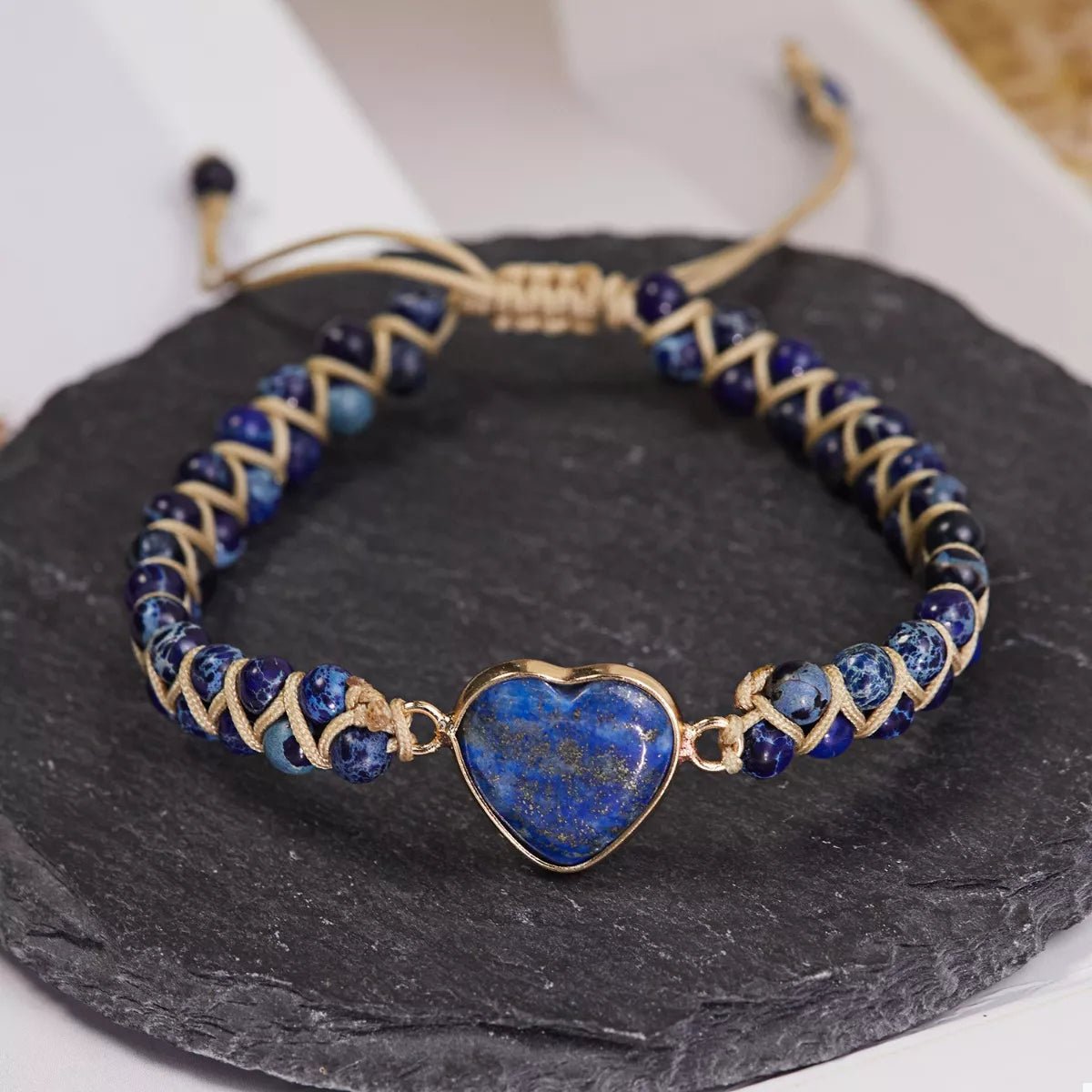 Heart Charm Beaded Bracelet - 