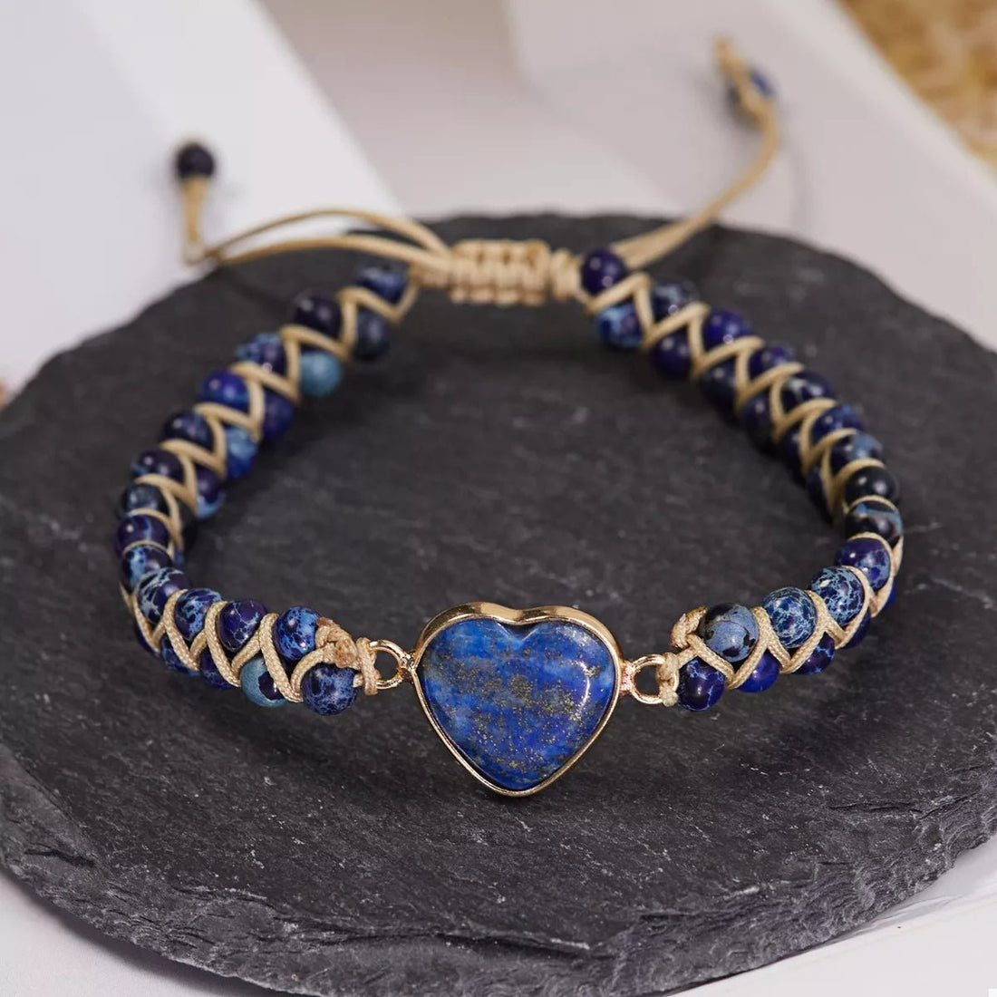 Heart Charm Beaded Bracelet - 