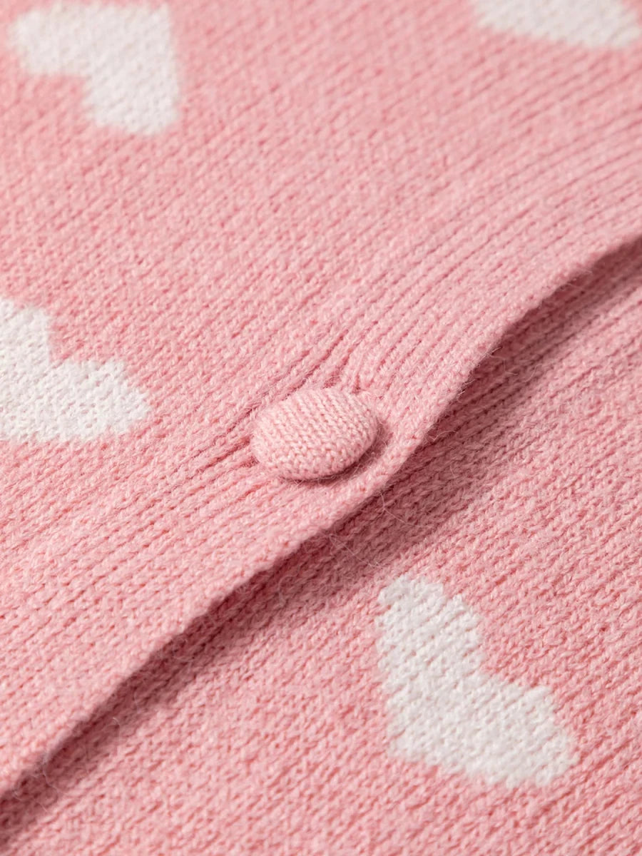 Heart Pattern Button Front Cardigan - 