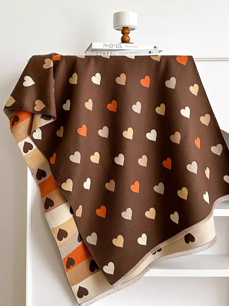 Heart Pattern Warm Scarf - Polyester - 