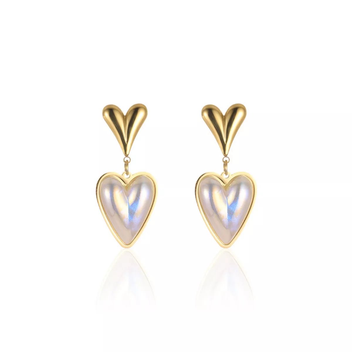 Heart Pearl Drop Earrings - 