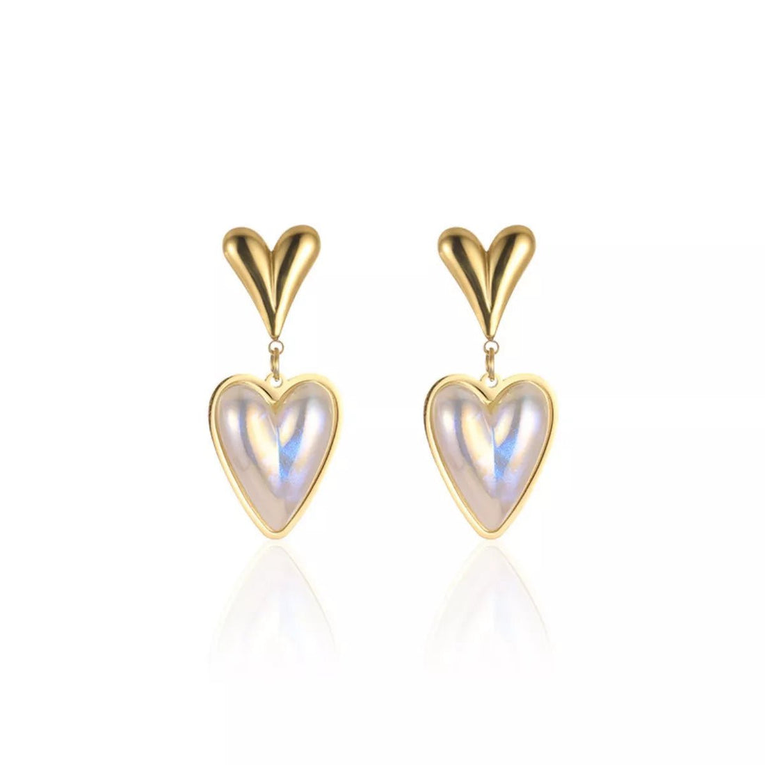 Heart Pearl Drop Earrings - 