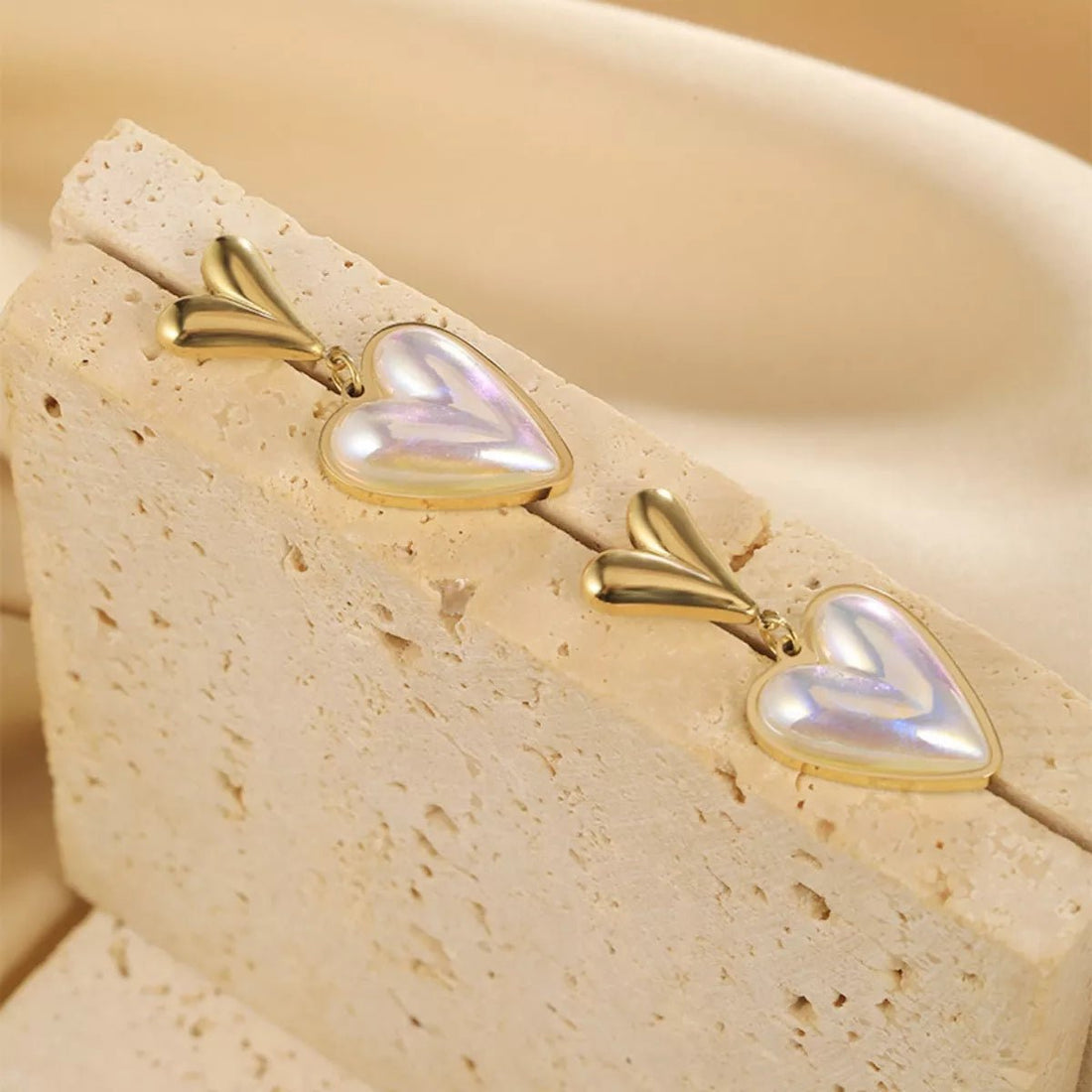 Heart Pearl Drop Earrings - 