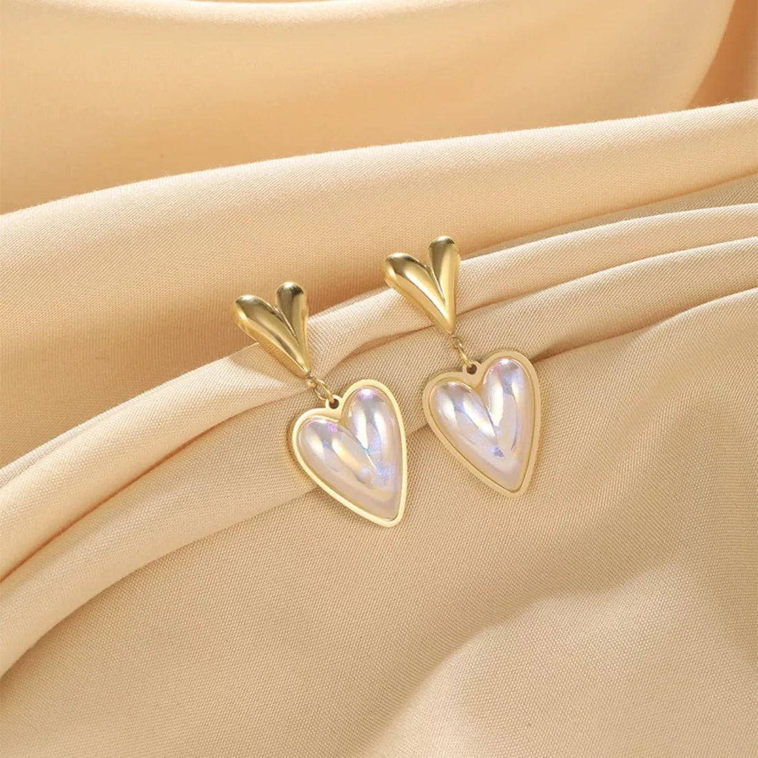 Heart Pearl Drop Earrings - 