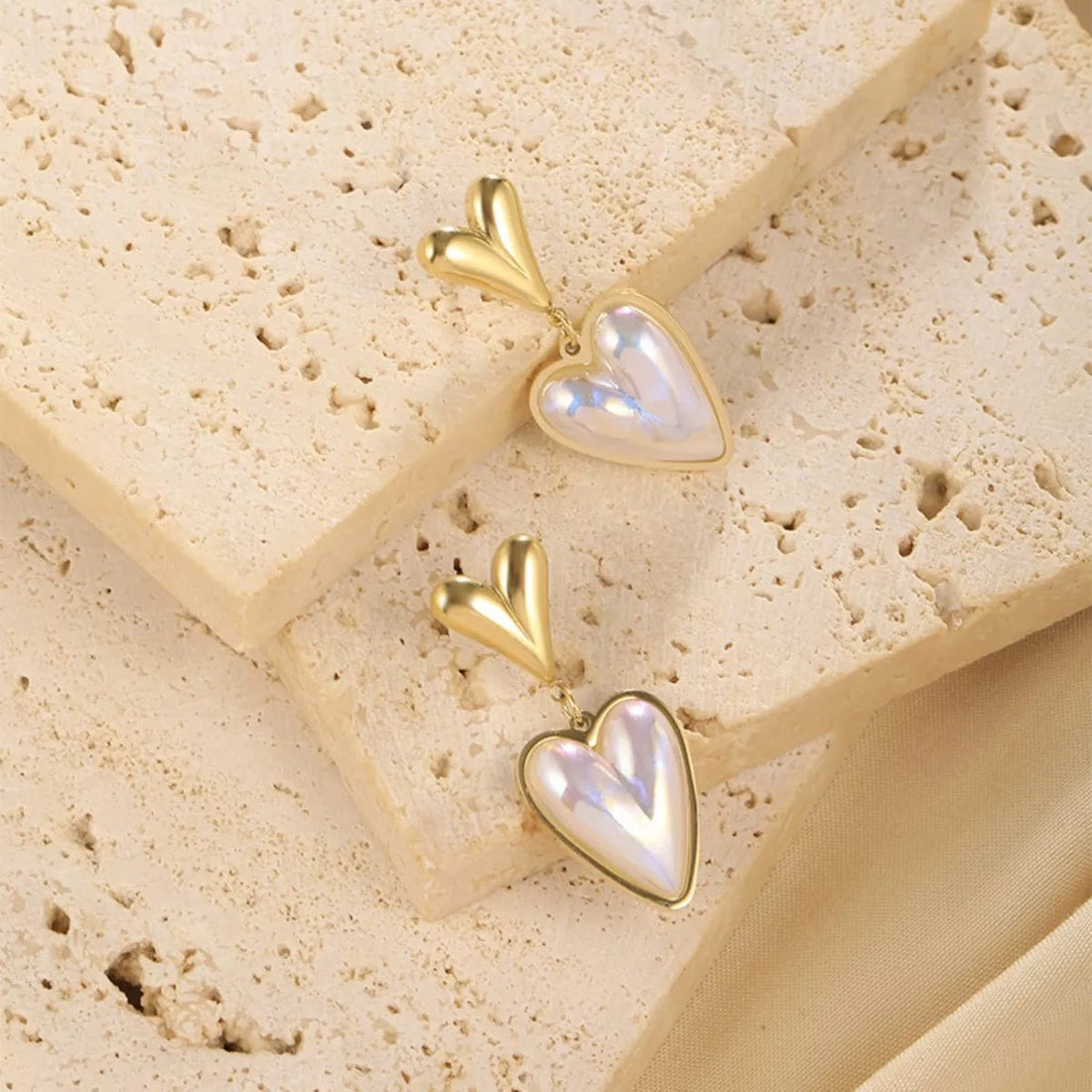 Heart Pearl Drop Earrings - 