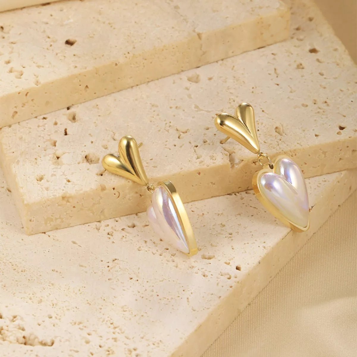 Heart Pearl Drop Earrings - 