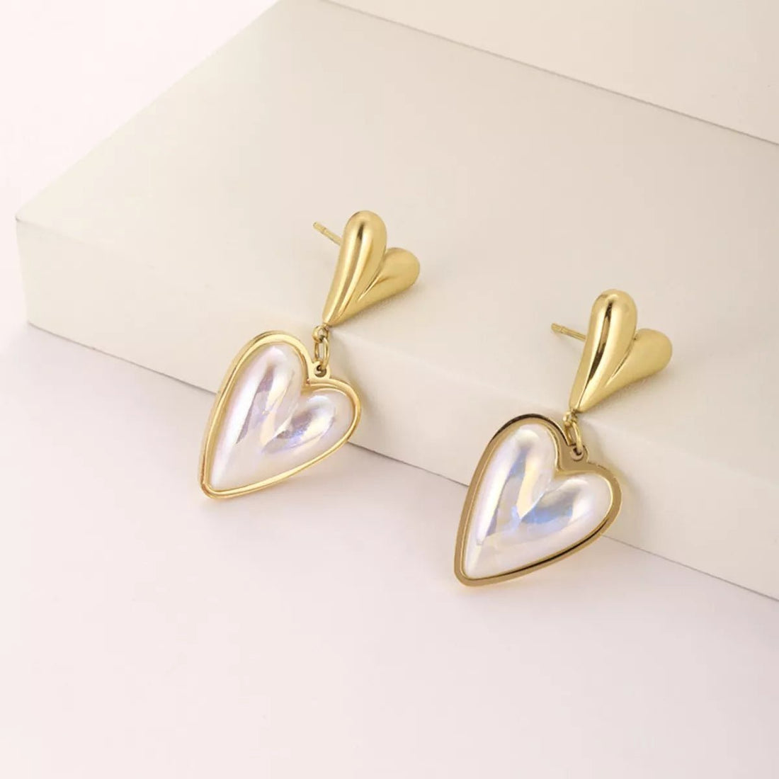 Heart Pearl Drop Earrings - 