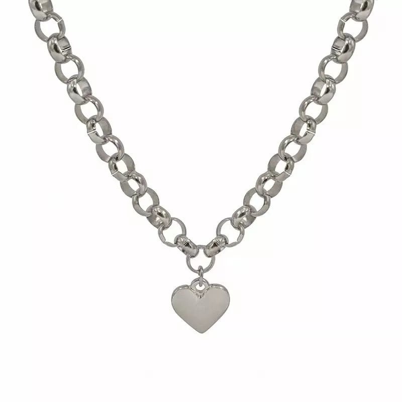 Heart Pendant Toggle Clasp Chain Necklace - 