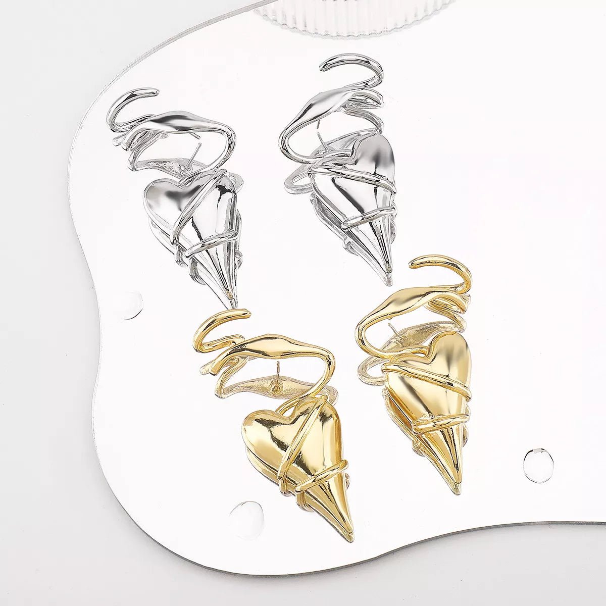 Heart Twisted Wire Earrings - 