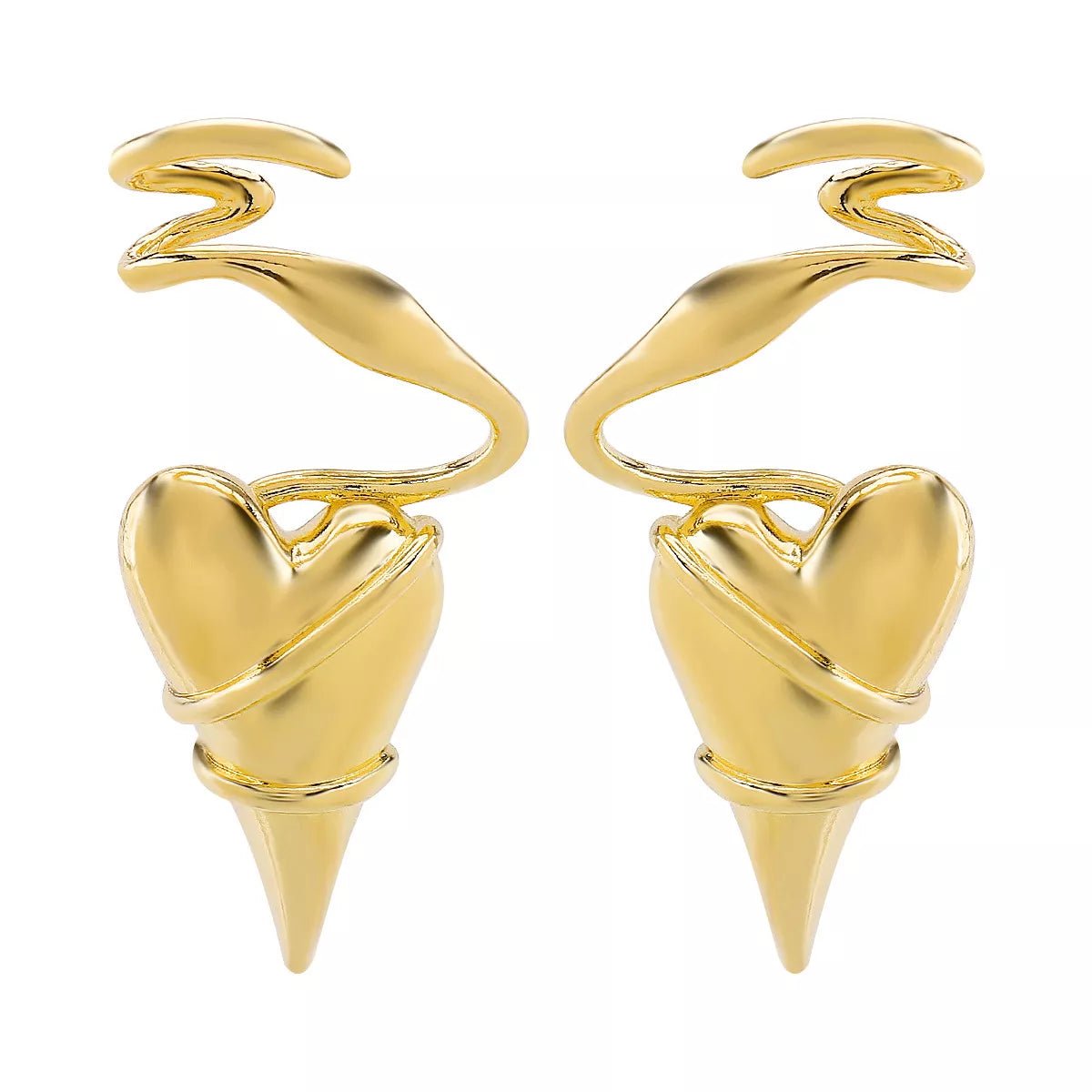 Heart Twisted Wire Earrings - 