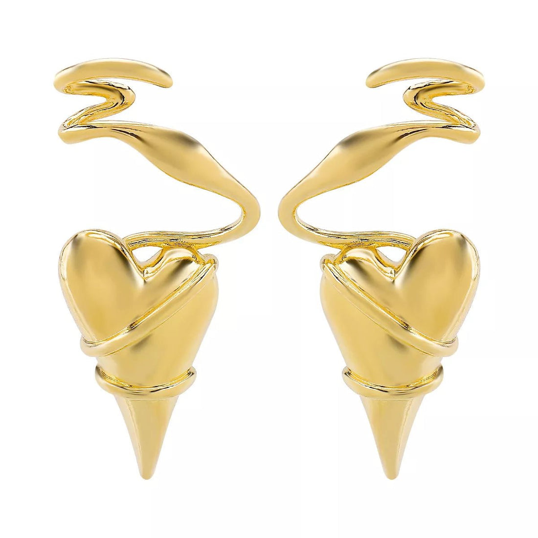 Heart Twisted Wire Earrings - 