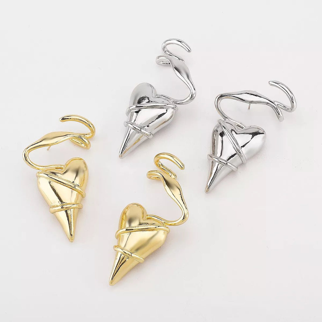 Heart Twisted Wire Earrings - 