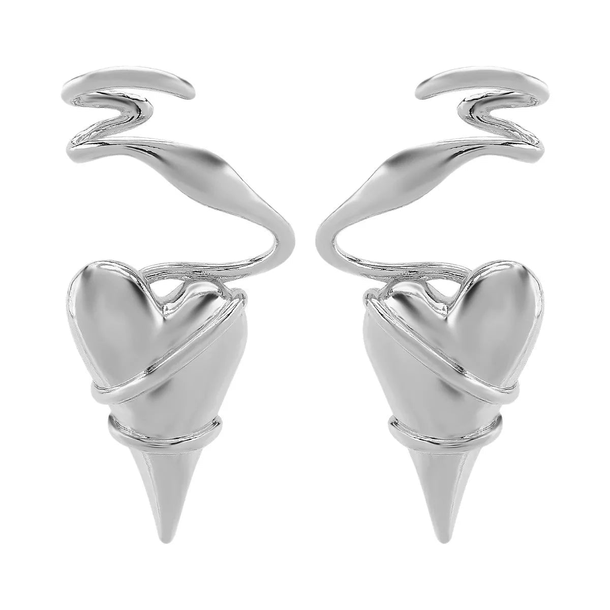 Heart Twisted Wire Earrings - 