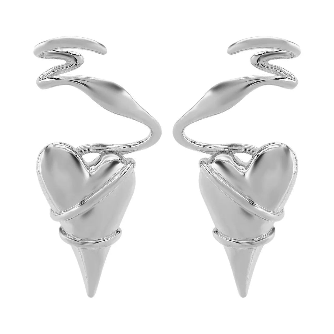 Heart Twisted Wire Earrings - 