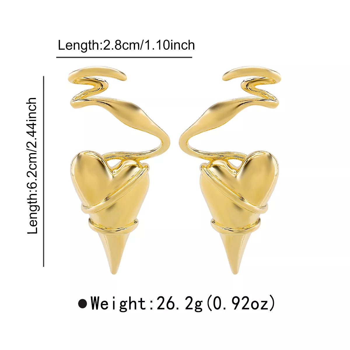 Heart Twisted Wire Earrings - 