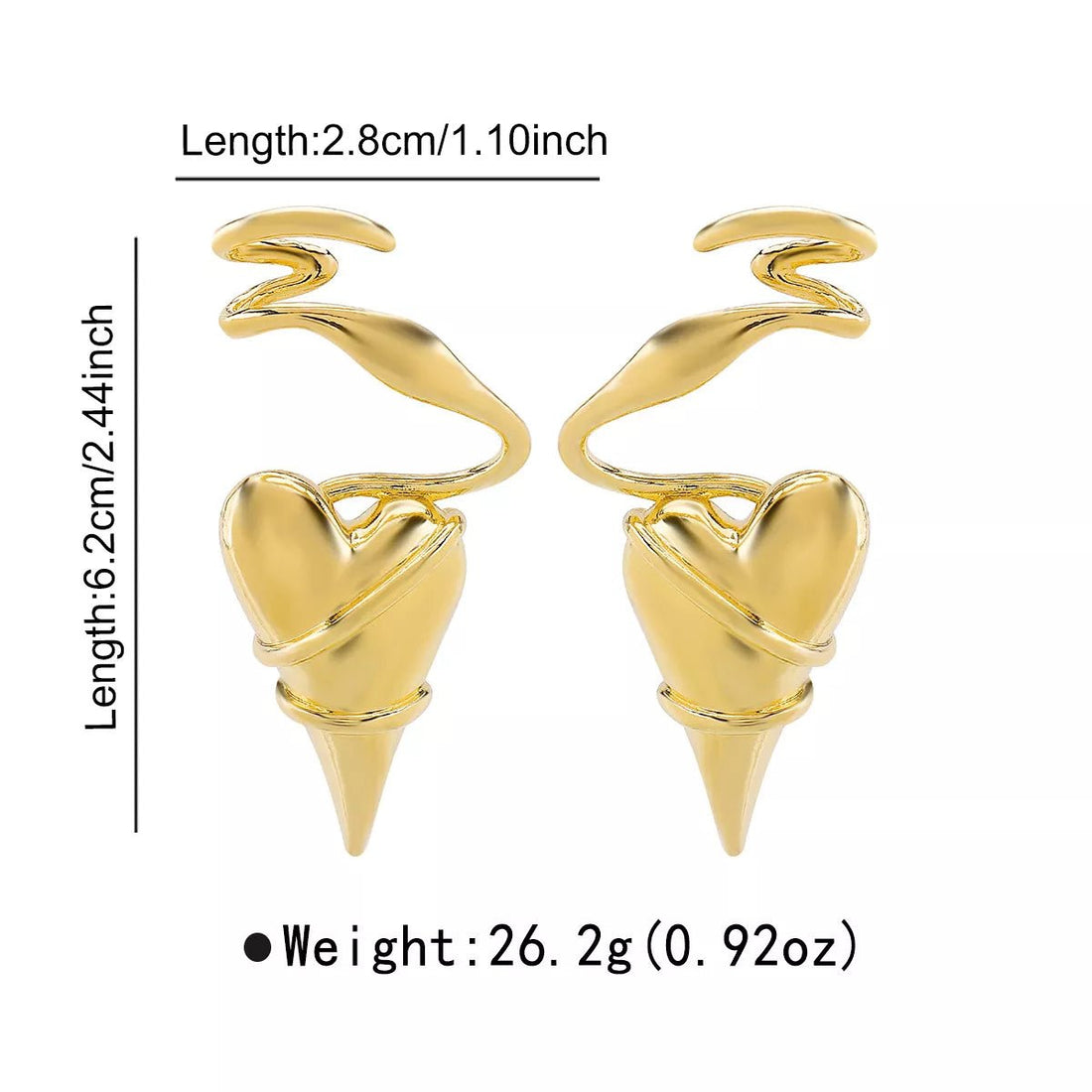 Heart Twisted Wire Earrings - 