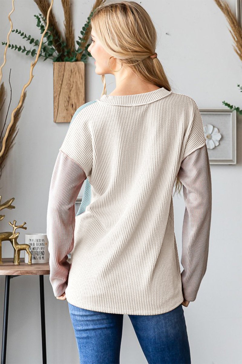 Heimish Color Block Exposed Seam Ribbed T-Shirt - Top
