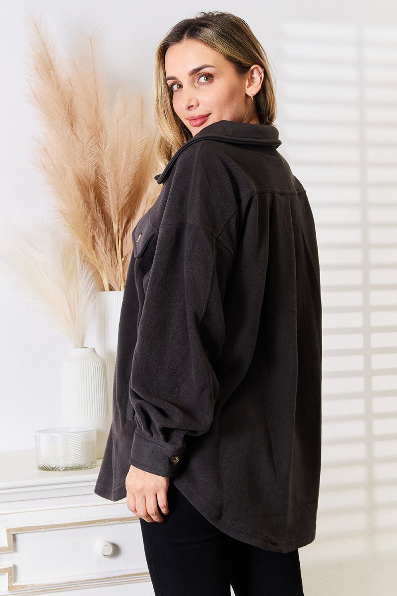 Heimish Cozy Girl Full Size Button Down Shacket - Outerwear
