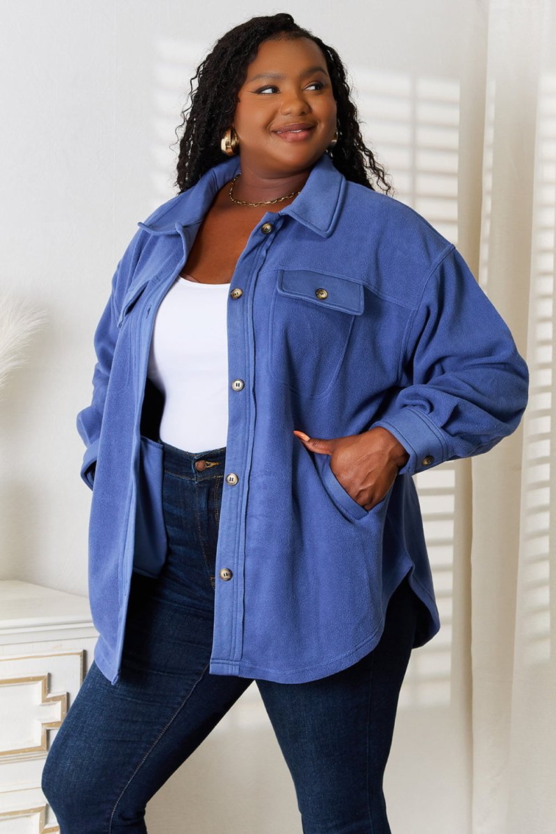 Heimish Cozy Girl Full Size Button Down Shacket - Outerwear