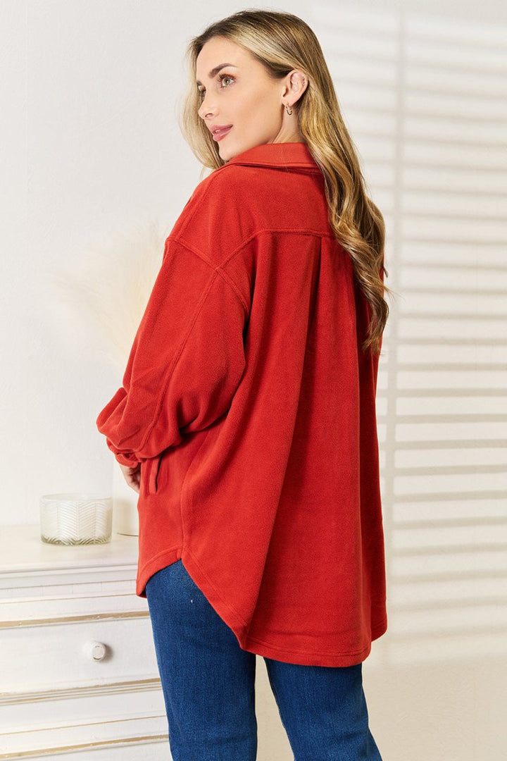 Heimish Cozy Girl Full Size Button Down Shacket - Outerwear